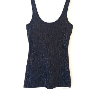 KISS & FLY BLACK SEQUIN RIBBED TANK TOP SIZE SMALL NWT